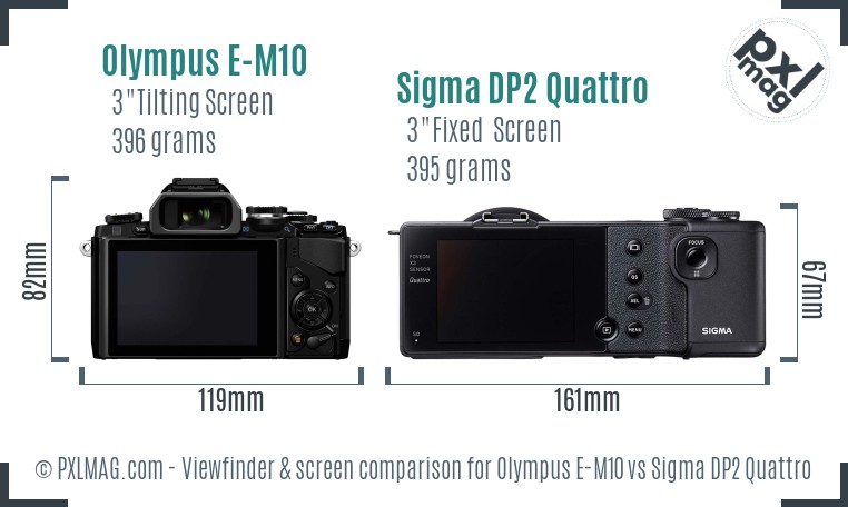 Olympus E-M10 vs Sigma DP2 Quattro Screen and Viewfinder comparison