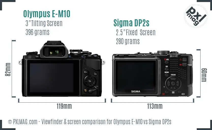 Olympus E-M10 vs Sigma DP2s Screen and Viewfinder comparison