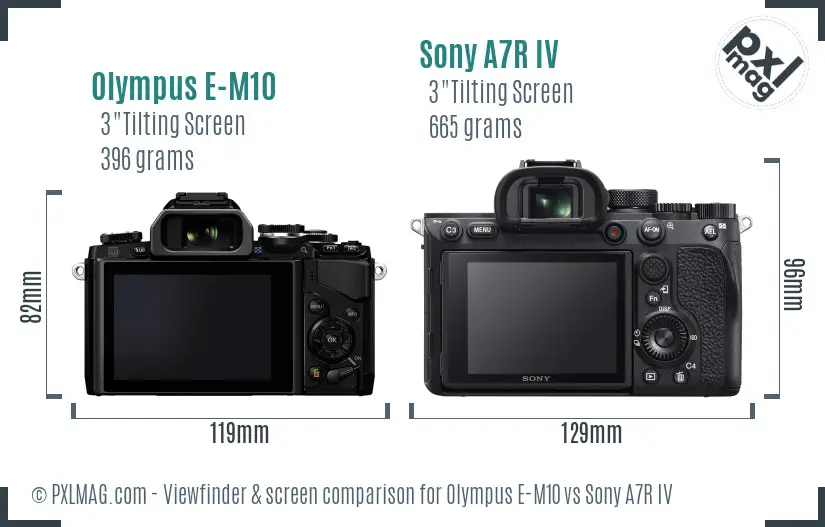 Olympus E-M10 vs Sony A7R IV Screen and Viewfinder comparison