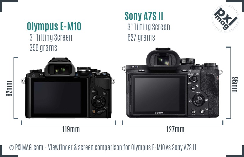 Olympus E-M10 vs Sony A7S II Screen and Viewfinder comparison