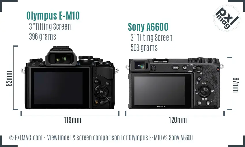 Olympus E-M10 vs Sony A6600 Screen and Viewfinder comparison