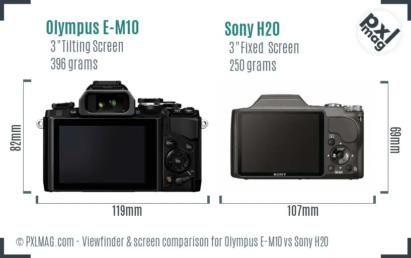 Olympus E-M10 vs Sony H20 Screen and Viewfinder comparison