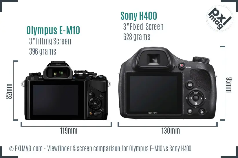 Olympus E-M10 vs Sony H400 Screen and Viewfinder comparison