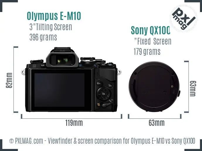 Olympus E-M10 vs Sony QX100 Screen and Viewfinder comparison Olympus E-M10 vs Sony QX100 Screen and Viewfinder comparison