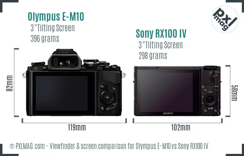 Olympus E-M10 vs Sony RX100 IV Screen and Viewfinder comparison