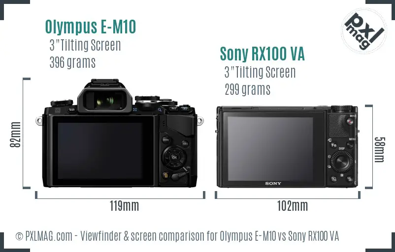 Olympus E-M10 vs Sony RX100 VA Screen and Viewfinder comparison