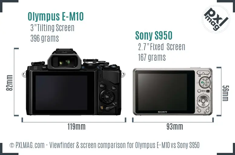 Olympus E-M10 vs Sony S950 Screen and Viewfinder comparison