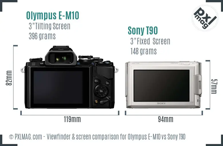 Olympus E-M10 vs Sony T90 Screen and Viewfinder comparison Olympus E-M10 vs Sony T90 Screen and Viewfinder comparison