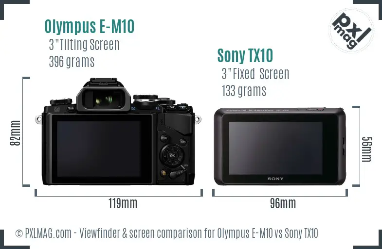 Olympus E-M10 vs Sony TX10 Screen and Viewfinder comparison Olympus E-M10 vs Sony TX10 Screen and Viewfinder comparison