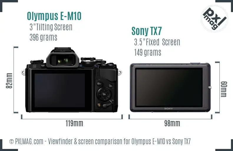 Olympus E-M10 vs Sony TX7 Screen and Viewfinder comparison Olympus E-M10 vs Sony TX7 Screen and Viewfinder comparison