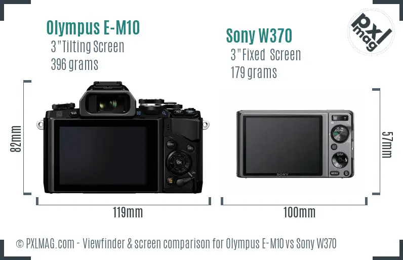 Olympus E-M10 vs Sony W370 Screen and Viewfinder comparison