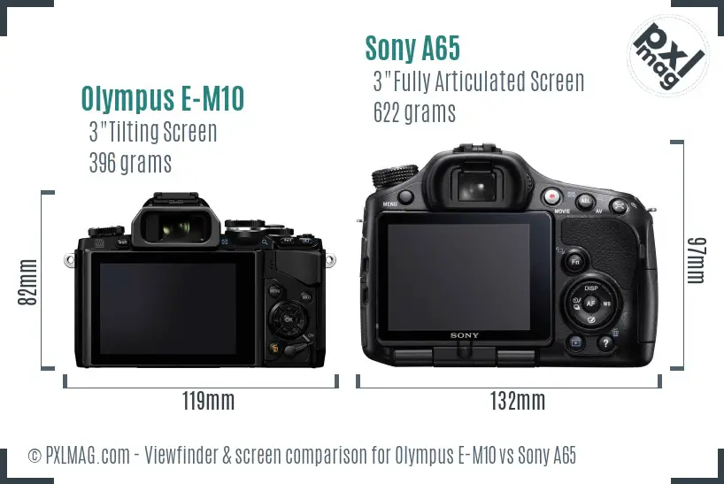 Olympus E-M10 vs Sony A65 Screen and Viewfinder comparison Olympus E-M10 vs Sony A65 Screen and Viewfinder comparison