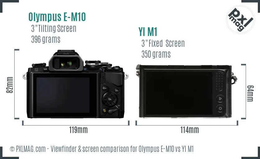 Olympus E-M10 vs YI M1 Screen and Viewfinder comparison