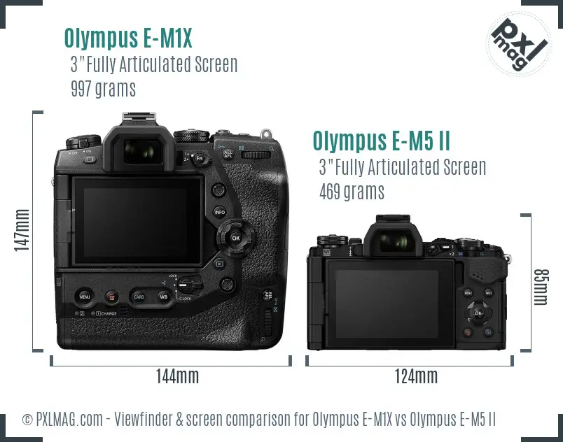Olympus E-M1X vs Olympus E-M5 II Screen and Viewfinder comparison