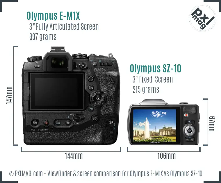 Olympus E-M1X vs Olympus SZ-10 Screen and Viewfinder comparison
