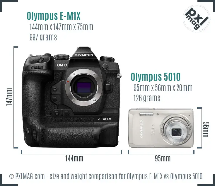 Olympus E-M1X vs Olympus 5010 size comparison