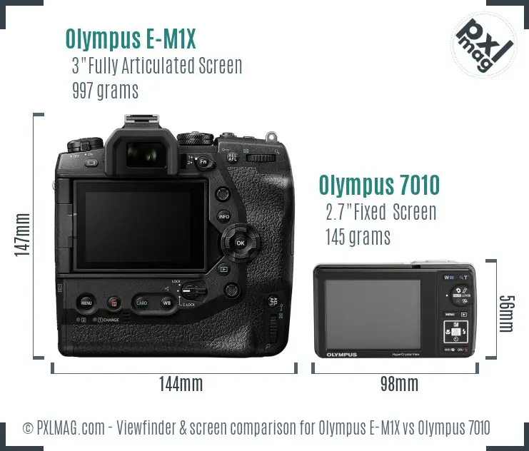 Olympus E-M1X vs Olympus 7010 Screen and Viewfinder comparison
