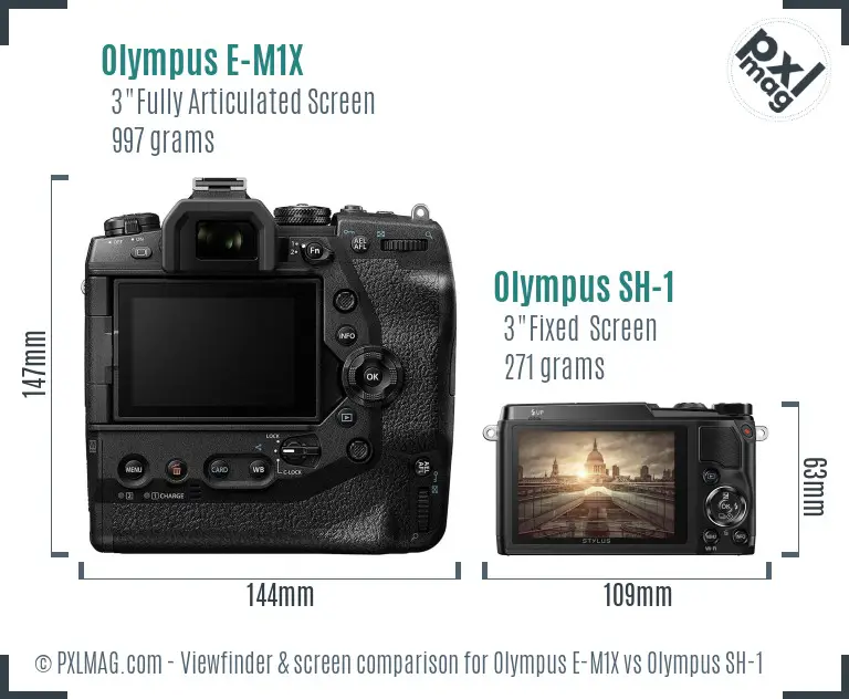 Olympus E-M1X vs Olympus SH-1 Screen and Viewfinder comparison