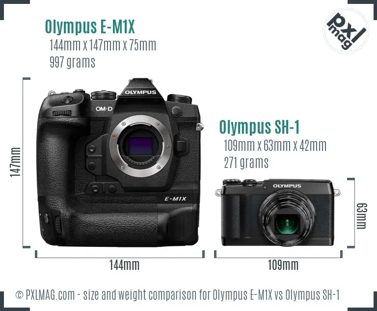 Olympus E-M1X vs Olympus SH-1 size comparison