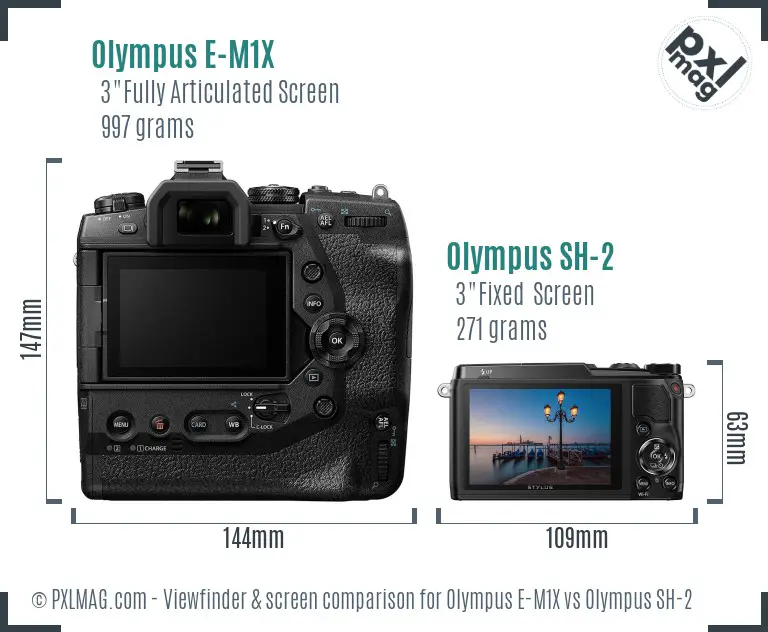 Olympus E-M1X vs Olympus SH-2 Screen and Viewfinder comparison