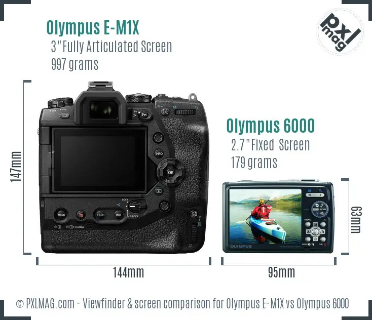Olympus E-M1X vs Olympus 6000 Screen and Viewfinder comparison