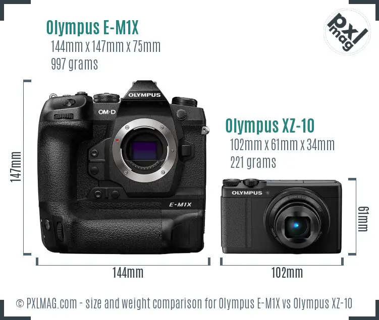 Olympus E-M1X vs Olympus XZ-10 size comparison