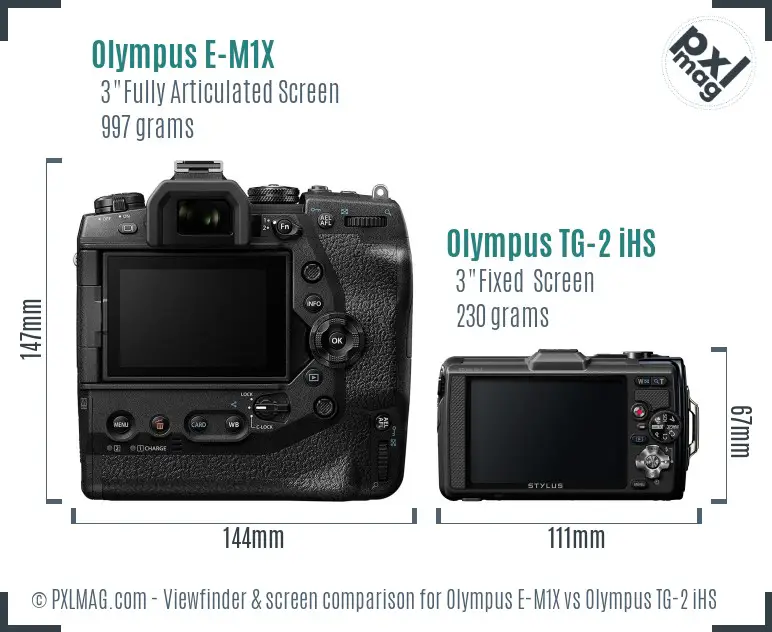 Olympus E-M1X vs Olympus TG-2 iHS Screen and Viewfinder comparison