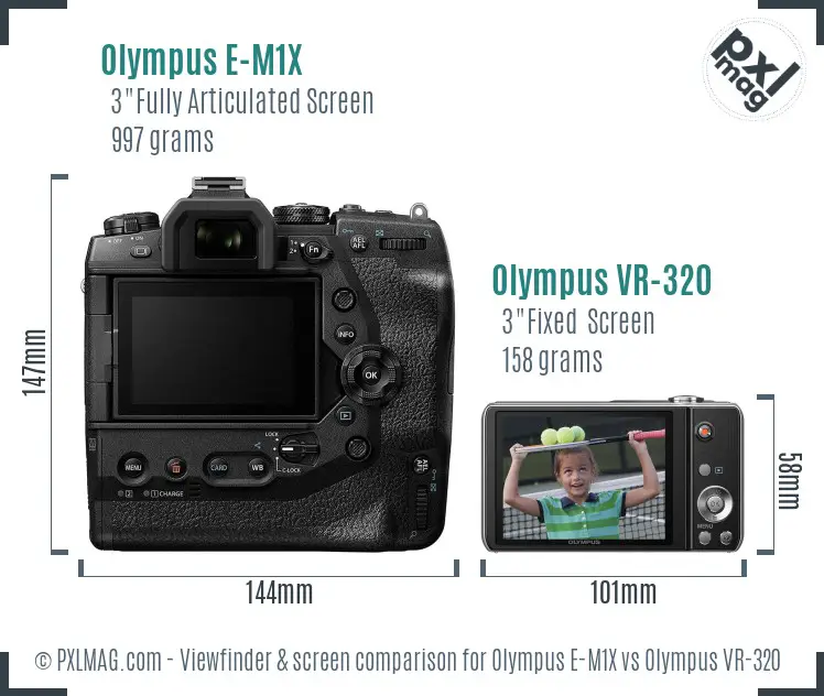 Olympus E-M1X vs Olympus VR-320 Screen and Viewfinder comparison