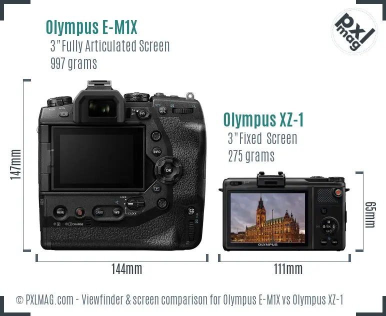 Olympus E-M1X vs Olympus XZ-1 Screen and Viewfinder comparison