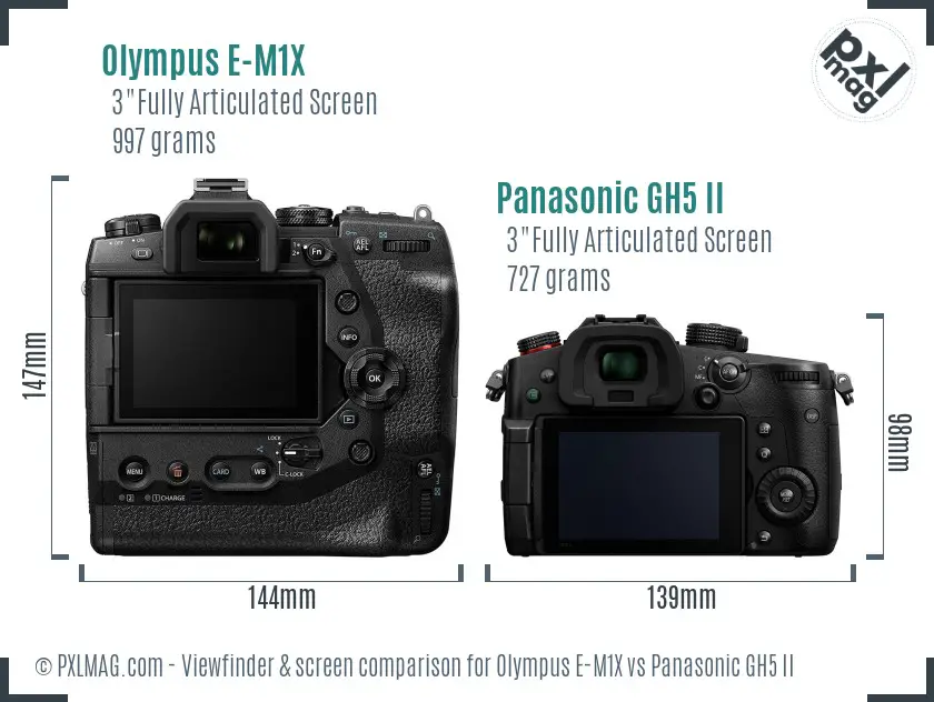 Olympus E-M1X vs Panasonic GH5 II Screen and Viewfinder comparison