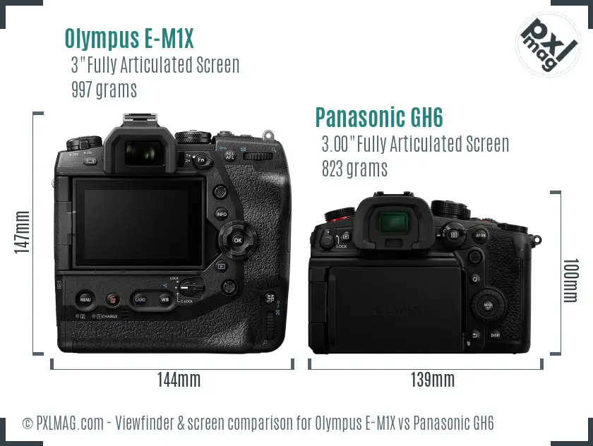 Olympus E-M1X vs Panasonic GH6 Screen and Viewfinder comparison