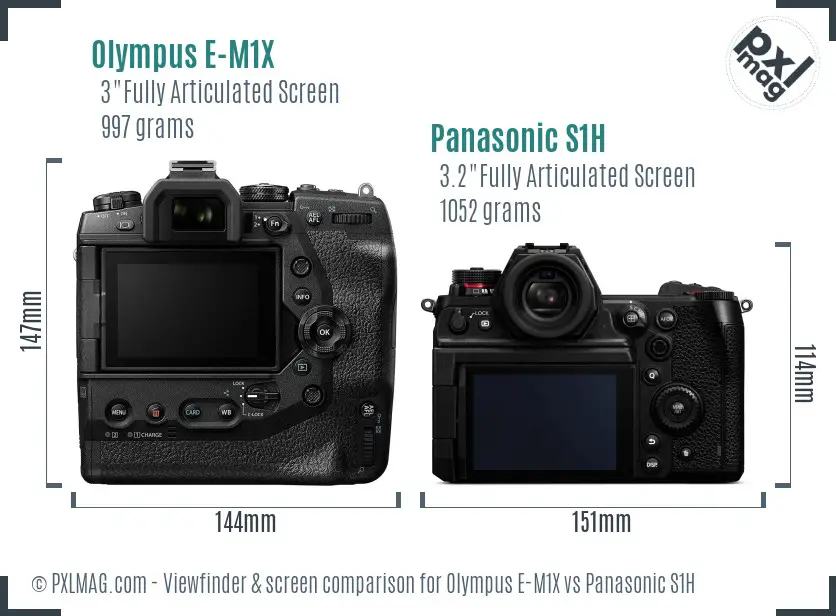Olympus E-M1X vs Panasonic S1H Screen and Viewfinder comparison