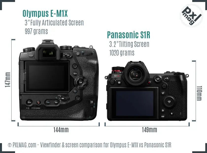 Olympus E-M1X vs Panasonic S1R Screen and Viewfinder comparison