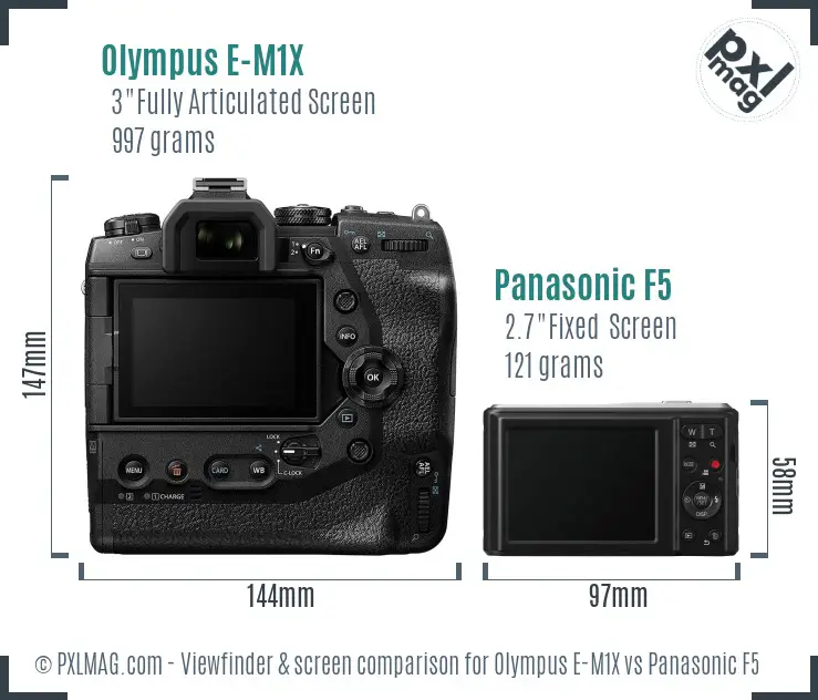Olympus E-M1X vs Panasonic F5 Screen and Viewfinder comparison