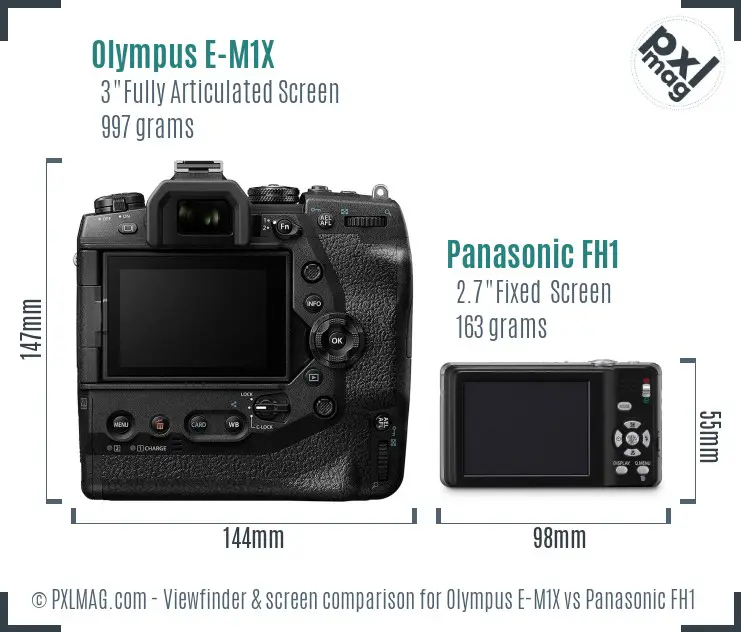 Olympus E-M1X vs Panasonic FH1 Screen and Viewfinder comparison