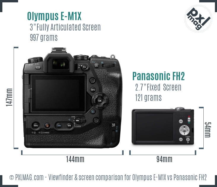Olympus E-M1X vs Panasonic FH2 Screen and Viewfinder comparison