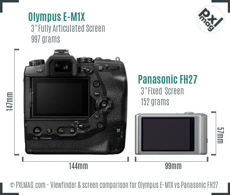 Olympus E-M1X vs Panasonic FH27 Screen and Viewfinder comparison
