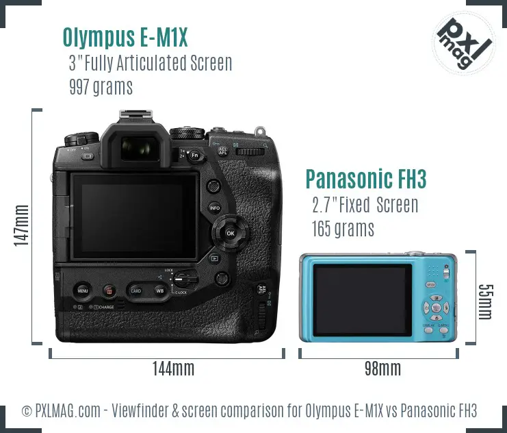 Olympus E-M1X vs Panasonic FH3 Screen and Viewfinder comparison