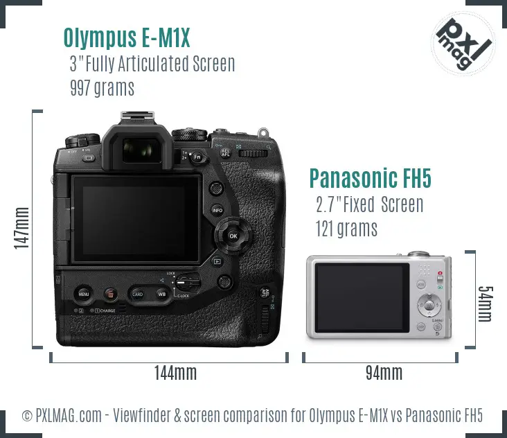 Olympus E-M1X vs Panasonic FH5 Screen and Viewfinder comparison