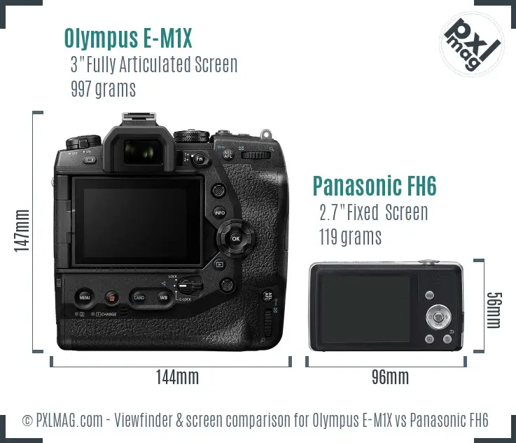 Olympus E-M1X vs Panasonic FH6 Screen and Viewfinder comparison