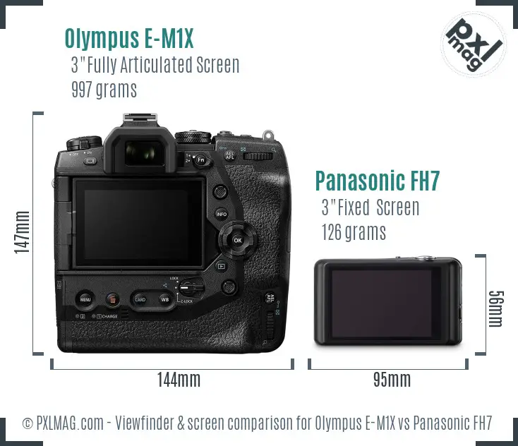 Olympus E-M1X vs Panasonic FH7 Screen and Viewfinder comparison