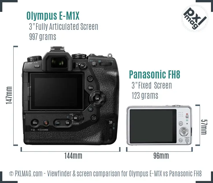 Olympus E-M1X vs Panasonic FH8 Screen and Viewfinder comparison