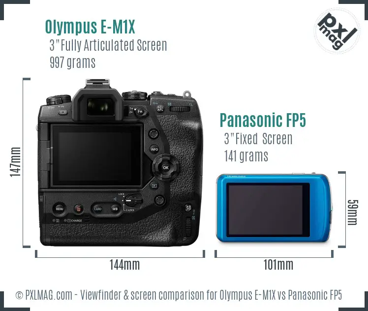 Olympus E-M1X vs Panasonic FP5 Screen and Viewfinder comparison