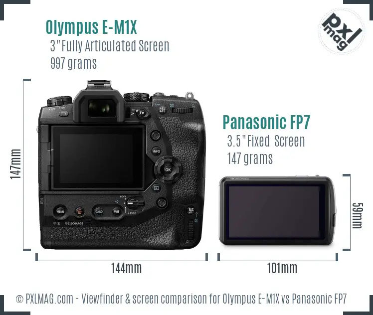 Olympus E-M1X vs Panasonic FP7 Screen and Viewfinder comparison
