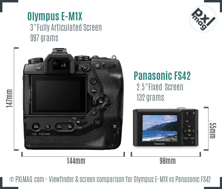 Olympus E-M1X vs Panasonic FS42 Screen and Viewfinder comparison