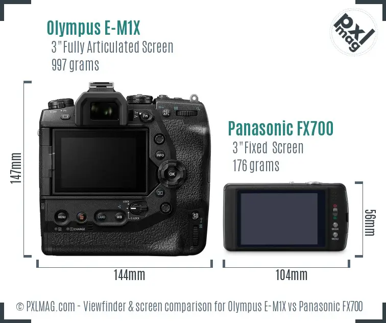 Olympus E-M1X vs Panasonic FX700 Screen and Viewfinder comparison