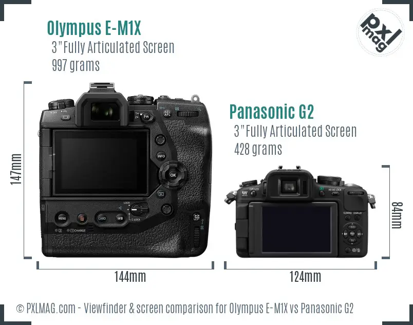 Olympus E-M1X vs Panasonic G2 Screen and Viewfinder comparison