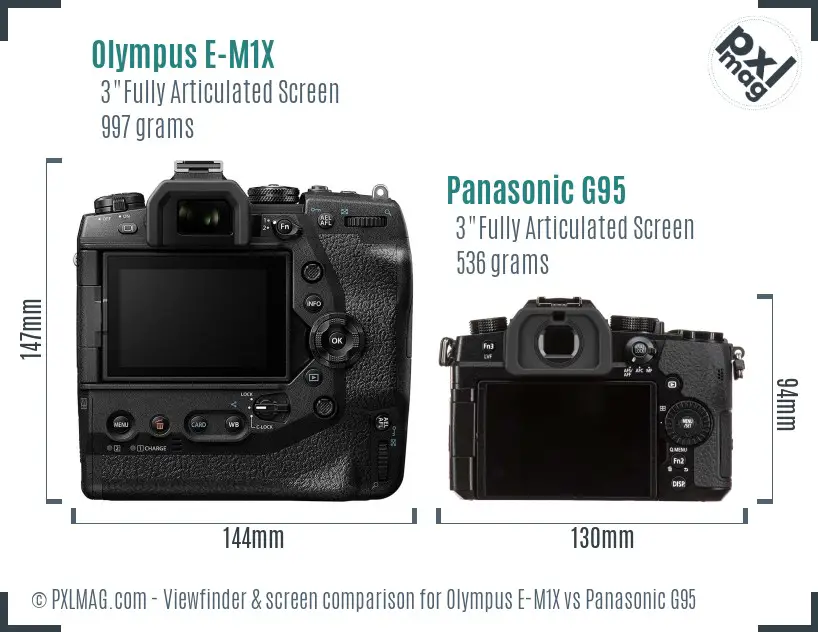 Olympus E-M1X vs Panasonic G95 Screen and Viewfinder comparison