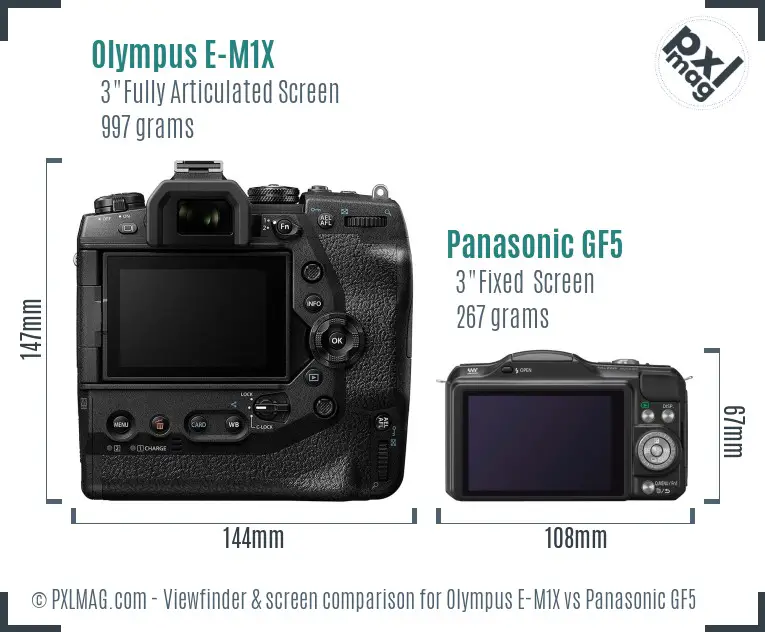 Olympus E-M1X vs Panasonic GF5 Screen and Viewfinder comparison