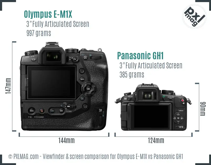 Olympus E-M1X vs Panasonic GH1 Screen and Viewfinder comparison